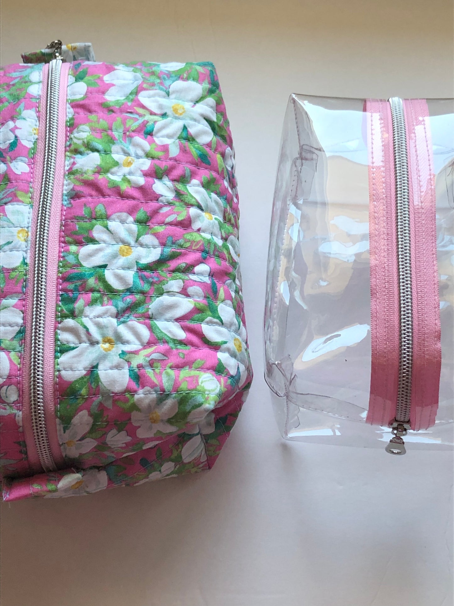 Updo Quilted Floral Cosmetic Bag